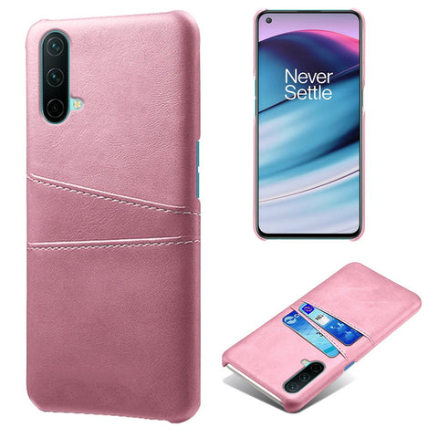 KSQ PU Leather Coated PC Cell Phone Back Case with Double Card Slots for OnePlus Nord CE 5G
