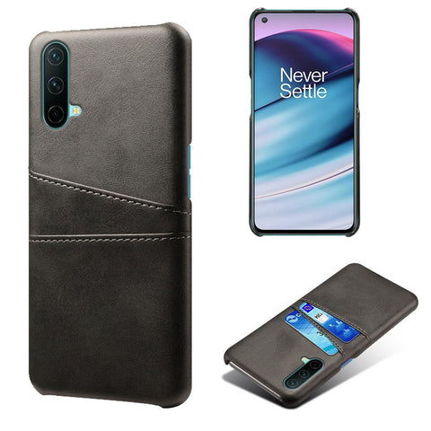 KSQ PU Leather Coated PC Cell Phone Back Case with Double Card Slots for OnePlus Nord CE 5G