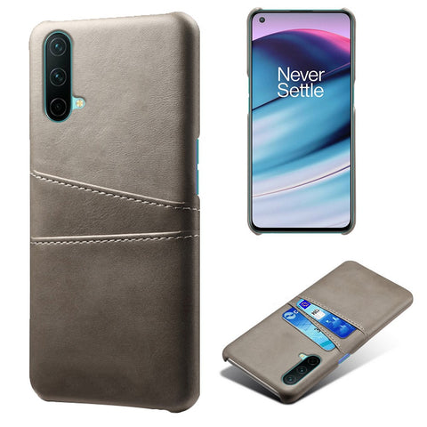 KSQ PU Leather Coated PC Cell Phone Back Case with Double Card Slots for OnePlus Nord CE 5G
