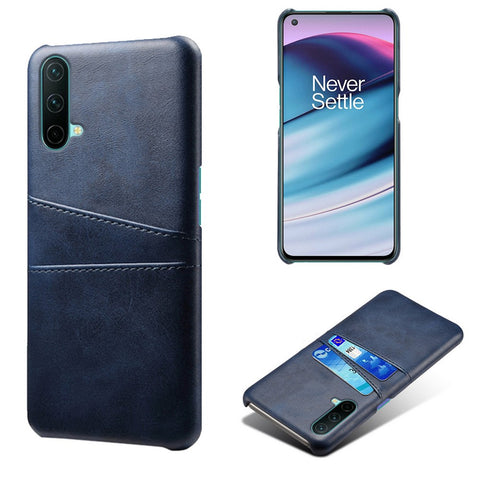 KSQ PU Leather Coated PC Cell Phone Back Case with Double Card Slots for OnePlus Nord CE 5G