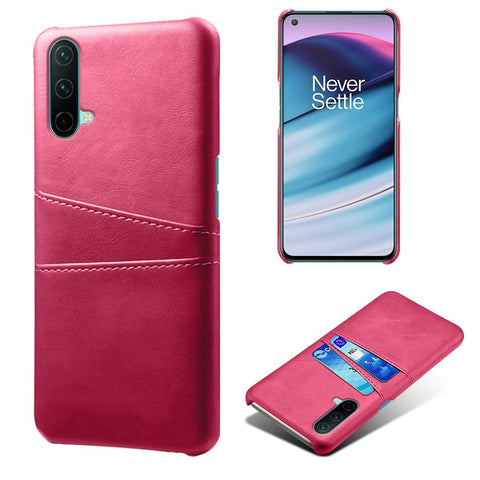 KSQ PU Leather Coated PC Cell Phone Back Case with Double Card Slots for OnePlus Nord CE 5G