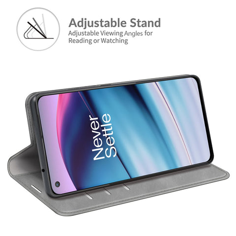 Skin-touch Auto-absorbed Wallet Leather Case with Stand for OnePlus Nord CE 5G