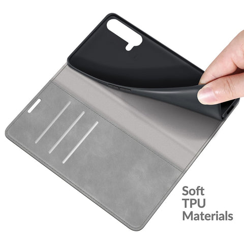 Skin-touch Auto-absorbed Wallet Leather Case with Stand for OnePlus Nord CE 5G