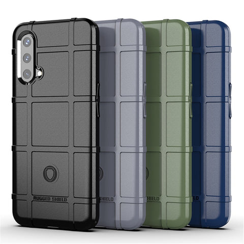 Shock-proof Rugged Square Grid Texture TPU Phone Cover Case for OnePlus Nord CE 5G
