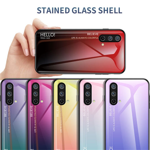 Color Gradient Design Full Protective Anti-scratch Tempered Glass Cell Phone Back Case for OnePlus Nord CE 5G