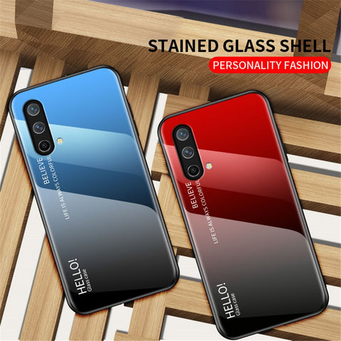 Color Gradient Design Full Protective Anti-scratch Tempered Glass Cell Phone Back Case for OnePlus Nord CE 5G