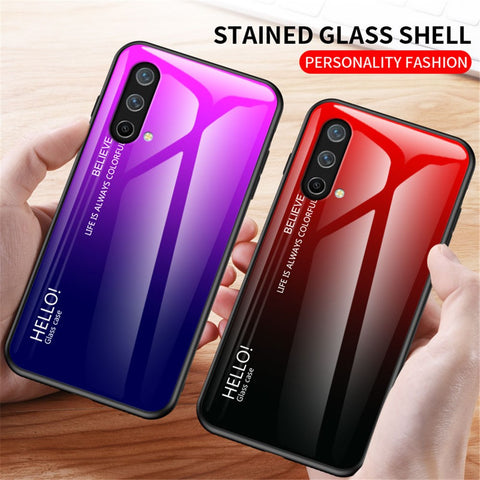 Color Gradient Design Full Protective Anti-scratch Tempered Glass Cell Phone Back Case for OnePlus Nord CE 5G