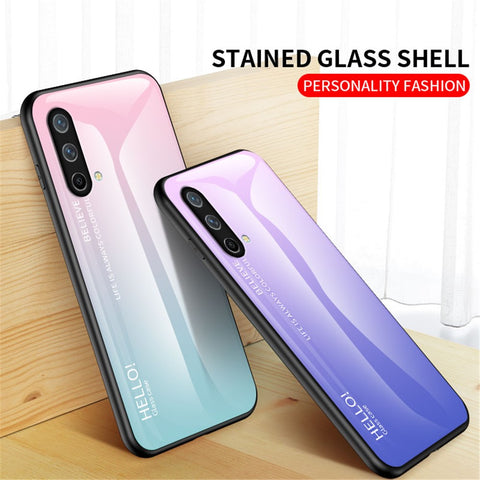 Color Gradient Design Full Protective Anti-scratch Tempered Glass Cell Phone Back Case for OnePlus Nord CE 5G