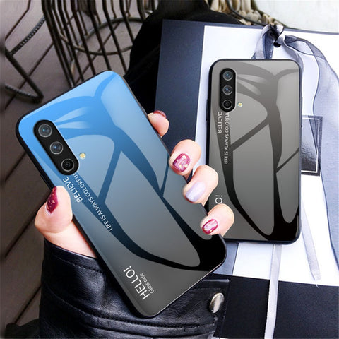 Color Gradient Design Full Protective Anti-scratch Tempered Glass Cell Phone Back Case for OnePlus Nord CE 5G