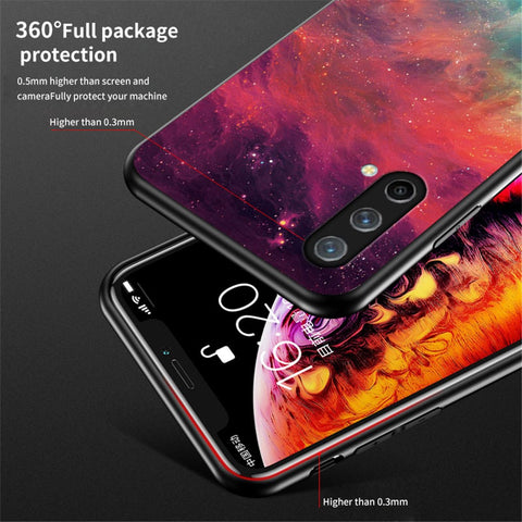Starry Sky Pattern Well-Protected Tempered Glass Phone Hybrid Case Cover for OnePlus Nord CE 5G