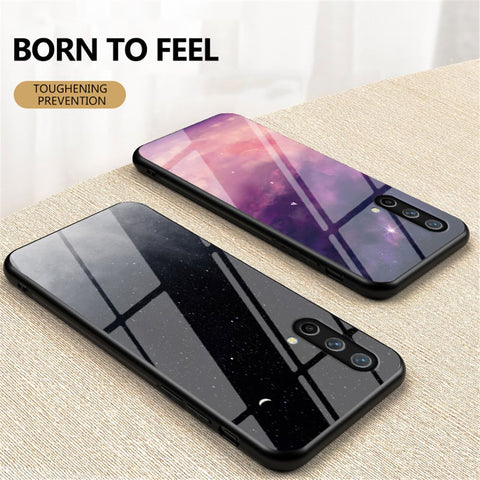 Starry Sky Pattern Well-Protected Tempered Glass Phone Hybrid Case Cover for OnePlus Nord CE 5G