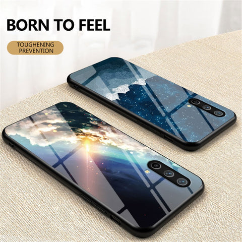Starry Sky Pattern Well-Protected Tempered Glass Phone Hybrid Case Cover for OnePlus Nord CE 5G