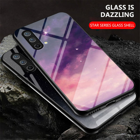 Starry Sky Pattern Well-Protected Tempered Glass Phone Hybrid Case Cover for OnePlus Nord CE 5G