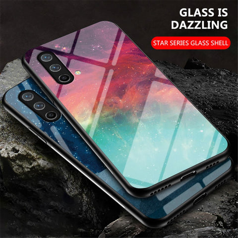 Starry Sky Pattern Well-Protected Tempered Glass Phone Hybrid Case Cover for OnePlus Nord CE 5G