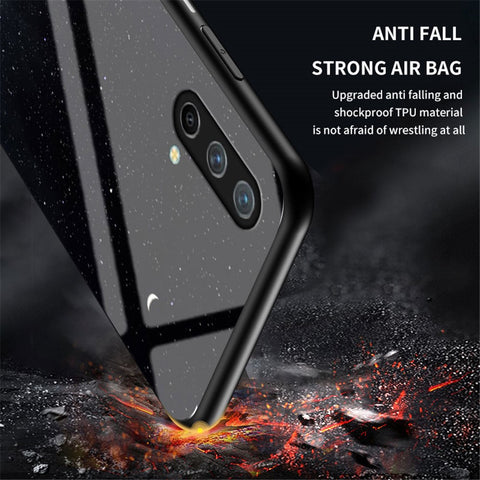 Starry Sky Pattern Well-Protected Tempered Glass Phone Hybrid Case Cover for OnePlus Nord CE 5G