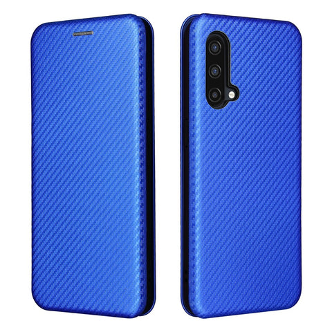 For OnePlus Nord CE 5G Carbon Fiber Texture Automatic Absorption Leather Case with Card Holder and Ring Strap