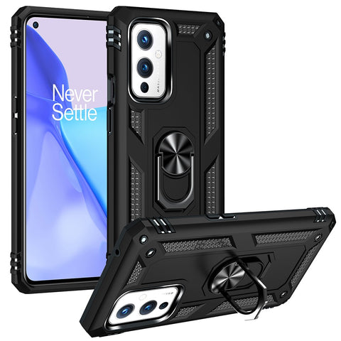 Military Grade Ring Car Mount Kickstand Hybrid Hard PC Soft TPU Shockproof Protective Case for OnePlus 9 (EU / US Version) / 9 (IN / CN Version)