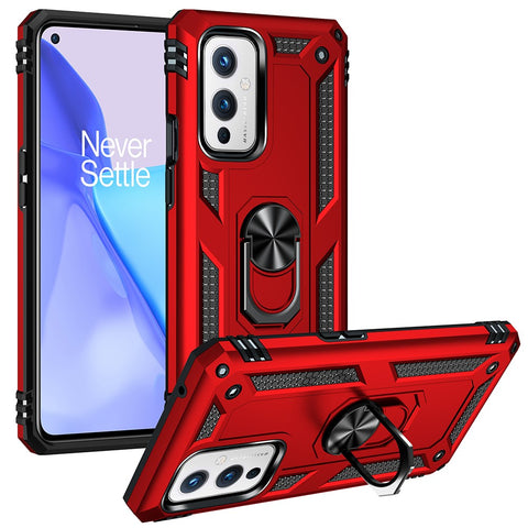 Military Grade Ring Car Mount Kickstand Hybrid Hard PC Soft TPU Shockproof Protective Case for OnePlus 9 (EU / US Version) / 9 (IN / CN Version)