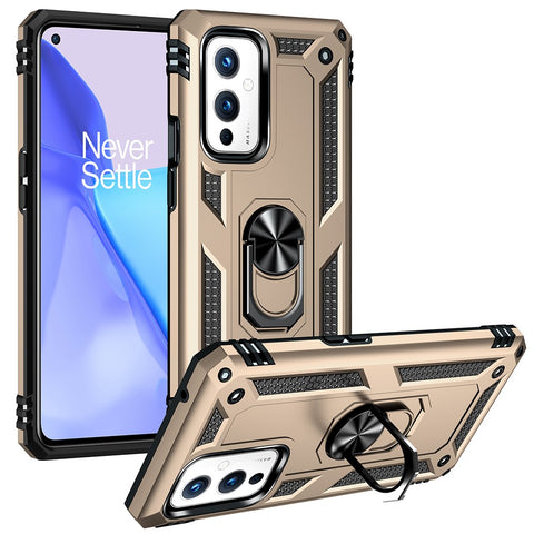 Military Grade Ring Car Mount Kickstand Hybrid Hard PC Soft TPU Shockproof Protective Case for OnePlus 9 (EU / US Version) / 9 (IN / CN Version)