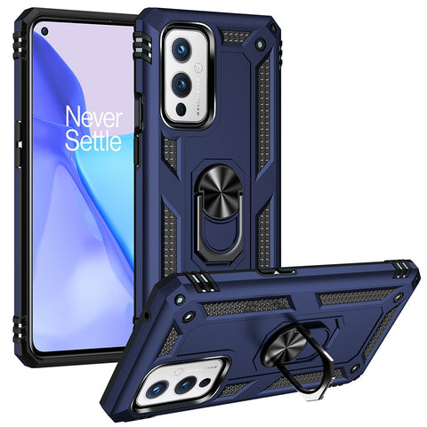 Military Grade Ring Car Mount Kickstand Hybrid Hard PC Soft TPU Shockproof Protective Case for OnePlus 9 (EU / US Version) / 9 (IN / CN Version)