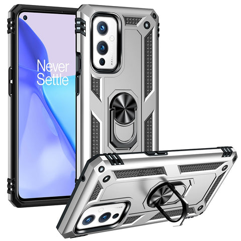 Military Grade Ring Car Mount Kickstand Hybrid Hard PC Soft TPU Shockproof Protective Case for OnePlus 9 (EU / US Version) / 9 (IN / CN Version)