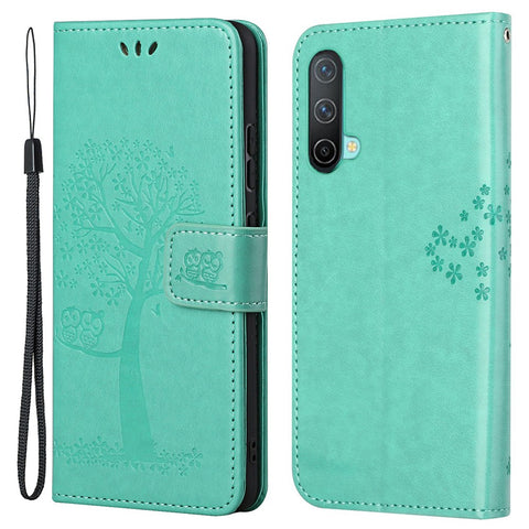 Owl Tree Pattern Imprint Wallet Stand Design PU Leather Protective Phone Shell Case for OnePlus Nord CE 5G