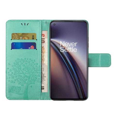 Owl Tree Pattern Imprint Wallet Stand Design PU Leather Protective Phone Shell Case for OnePlus Nord CE 5G