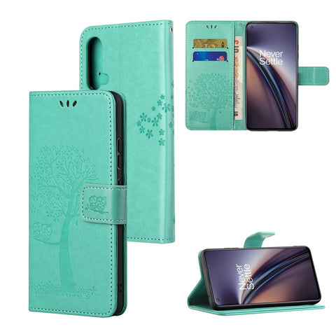 Owl Tree Pattern Imprint Wallet Stand Design PU Leather Protective Phone Shell Case for OnePlus Nord CE 5G