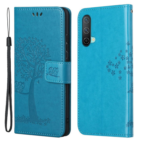 Owl Tree Pattern Imprint Wallet Stand Design PU Leather Protective Phone Shell Case for OnePlus Nord CE 5G