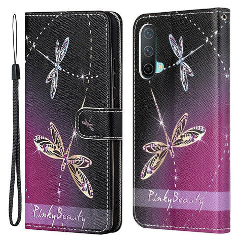 Pattern Printing Cross Texture Leather Wallet Phone Stand Case Cover for OnePlus Nord CE 5G