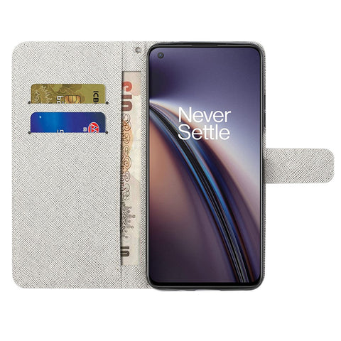 Pattern Printing Cross Texture Leather Wallet Phone Stand Case Cover for OnePlus Nord CE 5G