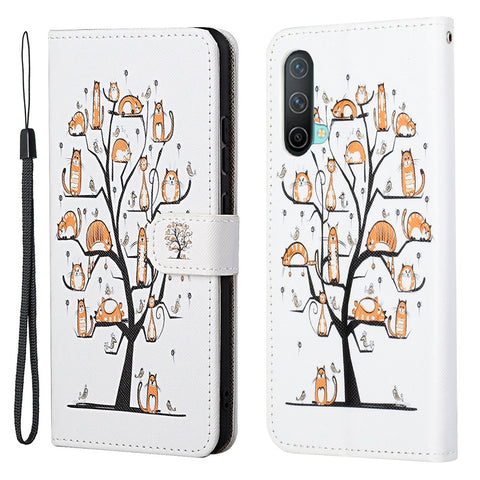 Pattern Printing Cross Texture Leather Wallet Phone Stand Case Cover for OnePlus Nord CE 5G