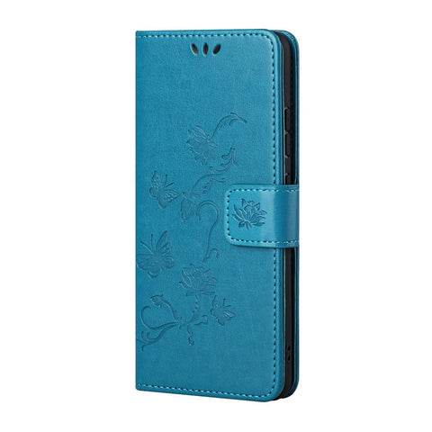 Flower Butterfly Imprint Leather Wallet Stand Phone Cover with Lanyard for OnePlus Nord CE 5G