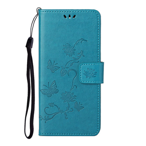 Flower Butterfly Imprint Leather Wallet Stand Phone Cover with Lanyard for OnePlus Nord CE 5G