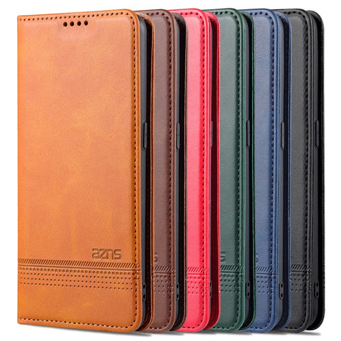 AZNS Flip Wallet Case Auto-absorbed Magnetic Leather Phone Stand Shell for OnePlus Nord CE 5G