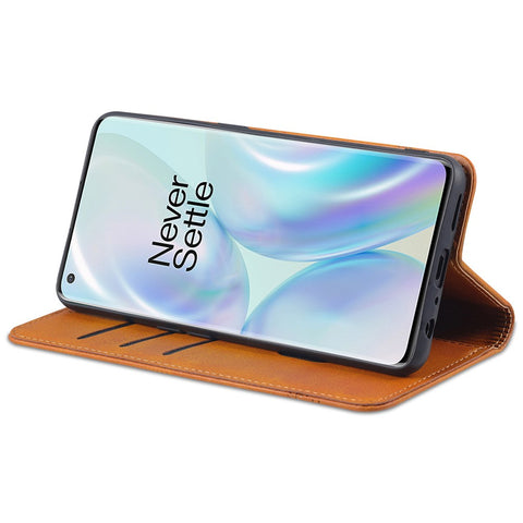 AZNS Flip Wallet Case Auto-absorbed Magnetic Leather Phone Stand Shell for OnePlus Nord CE 5G