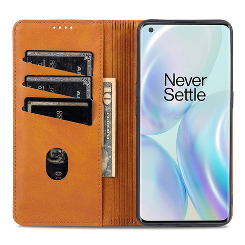 AZNS Flip Wallet Case Auto-absorbed Magnetic Leather Phone Stand Shell for OnePlus Nord CE 5G