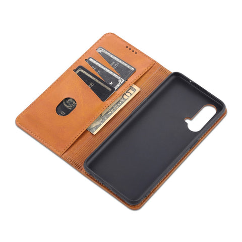 AZNS Flip Wallet Case Auto-absorbed Magnetic Leather Phone Stand Shell for OnePlus Nord CE 5G