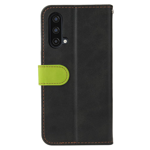 Bi-color Style Soft PU Leather Phone Case Wallet with Strap for OnePlus Nord CE 5G