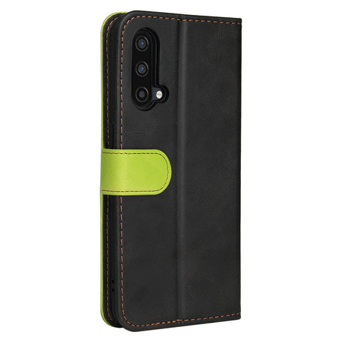 Bi-color Style Soft PU Leather Phone Case Wallet with Strap for OnePlus Nord CE 5G