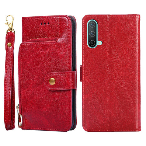 Zipper Pocket Design Full Protection Leather Wallet Phone Case for OnePlus Nord CE 5G