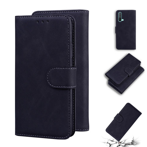 Solid Color Wallet Stand Leather Flip Cover Phone Case Shell for OnePlus Nord CE 5G