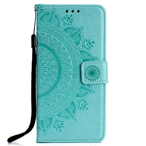Imprinted Mandala Pattern PU Leather Wallet Stand Case with Strap for OnePlus Nord CE 5G