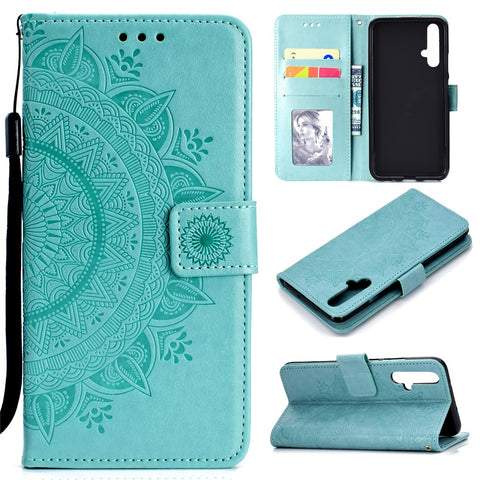 Imprinted Mandala Pattern PU Leather Wallet Stand Case with Strap for OnePlus Nord CE 5G