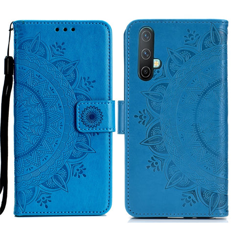 Imprinted Mandala Pattern PU Leather Wallet Stand Case with Strap for OnePlus Nord CE 5G
