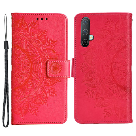 Imprinted Mandala Pattern PU Leather Wallet Stand Case with Strap for OnePlus Nord CE 5G