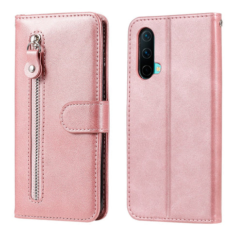 Zipper Pocket Wallet PU Leather Phone Case Shell with Stand for OnePlus Nord CE 5G