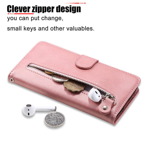 Zipper Pocket Wallet PU Leather Phone Case Shell with Stand for OnePlus Nord CE 5G