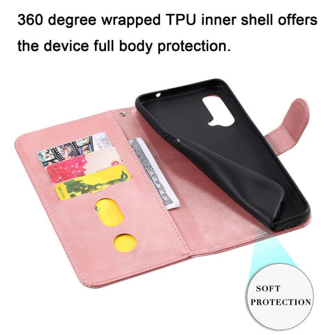 Zipper Pocket Wallet PU Leather Phone Case Shell with Stand for OnePlus Nord CE 5G