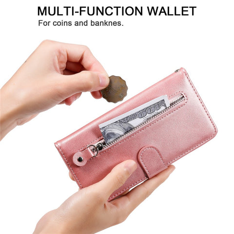 Zipper Pocket Wallet PU Leather Phone Case Shell with Stand for OnePlus Nord CE 5G